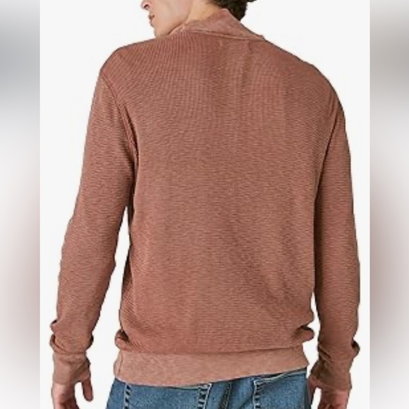Lucky Brand Garment Dye Thermal Mock Half Zip in Brown. Size Medium - Picture 4 of 11